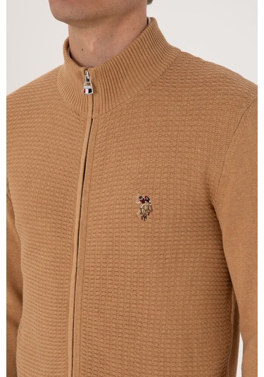 U.s. Polo Assn. Erkek Camel Melanj Hırka Triko 50288871-vr122 Camel Melanj