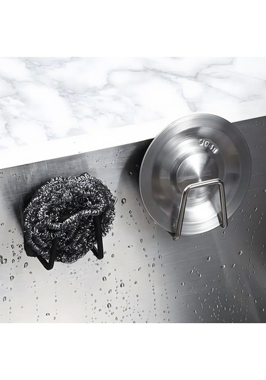 Kosona Duvar Takılı 304 Paslanmaz Çelik 4'lü Sponge Sulama Rakusu - Kolay Kurulum, Parlak Yuşatma, 8lbs Yüke Dayanır Gümüş