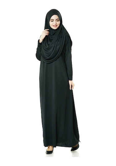 Tek Parça Namaz Elbisesi - Siyah - 5015