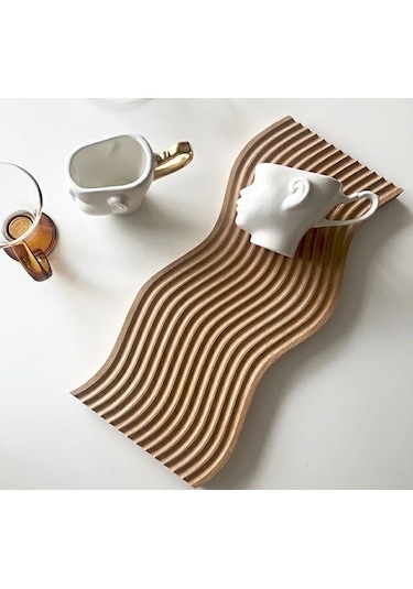 Ahşap Oymalı Gökkuşağı Sunum Tepsisi Ve Kesme Tahtası Ahşap