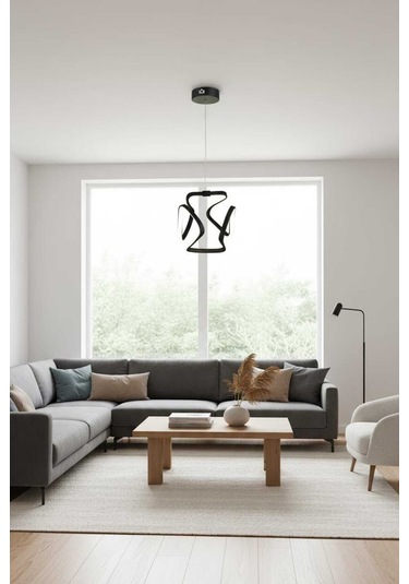 Lia Tekli Led Sarkıt Avize,siyah,3 Renk Yanabilen Led Avize, Modern Salon Oda Led Avize