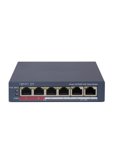 Hıkvısıon 4port 30w Full Poe Ds-3e1106p-eı/m 10/100 2-uplınk Yönetilemez Switch Metal