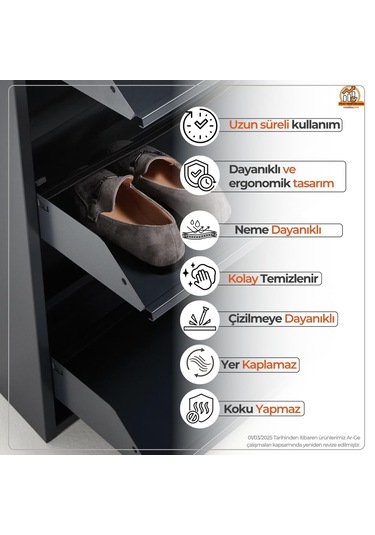 5'li Metal Ayakkabılık - Antrasit