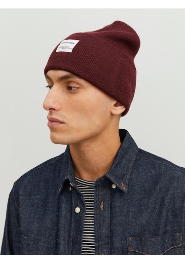 Jack & Jone Jaclong Knit Beanie Noos Erkek Bere-27108 - Bordo