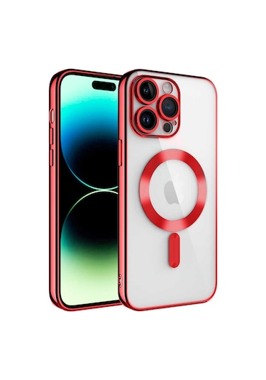 İphone 14 Pro Kılıf Magsafe Özellikli Metal Lazer Silikon Kapak