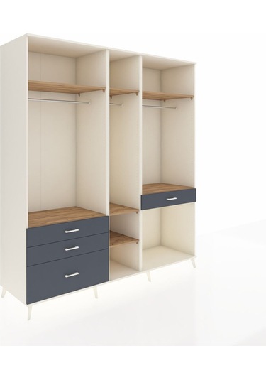 Kronos Dolap 7 Raflı 4 Çekmeceli 3 Askılı 220x59x243 Aytaşı-çam/antrasit Atlas Çam/antrasıt