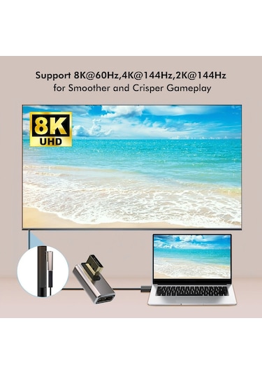 Sones Junsunmay 8k 60hz Pd1.4 Erkek Displayport - Dişi Displayport Adaptör Dönüştürücü, Stil:a