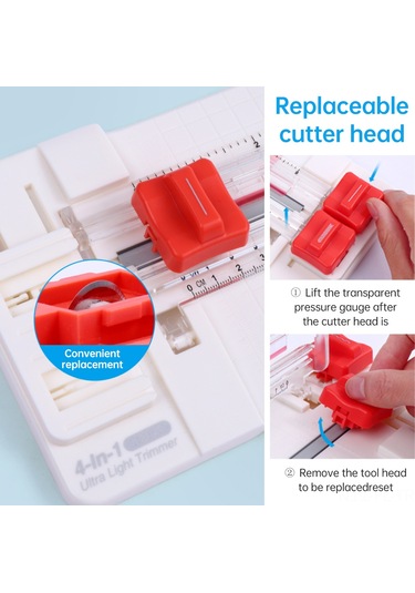 Lemestar 13045 Modeli 4'lü Kâğıt Kesici - Düz/dalgalı/noktalı Çizgi Ve Katlama Özelliği, 23cm Kesim Genişliği, 6 Kat Kâğıt Kesebilme, Beyaz