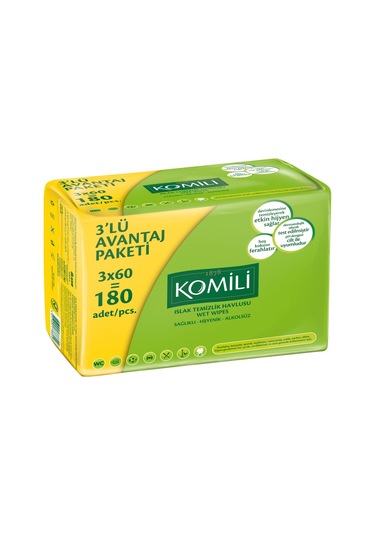 Komili Klasik Islak Havlu Mendil 6'Lı 3 X 60'Lı
