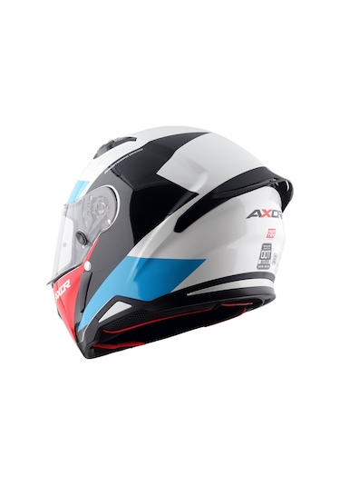 Axor Hunter Turbo Ece 22.06 Kapalı Kask Beyaz - Kırmızı - Mavi