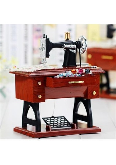 Kişiye Özel Nostaljik Tasarımlı Dikiş Makinesi Müzik Kutusu