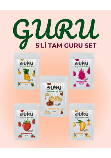 Guru Ejder Ananas Çilek İncir Mango Kurusu Set 5'li
