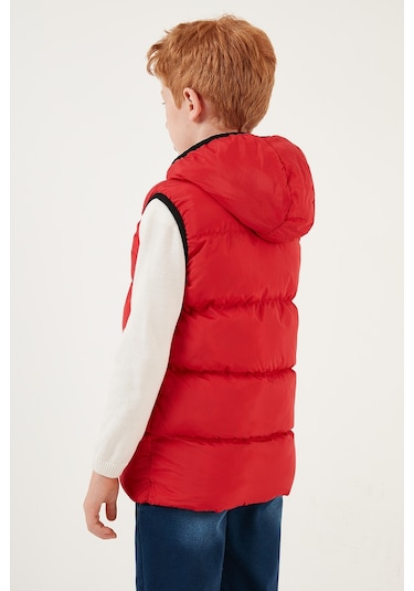 Lela Fermuarlı Kapüşonlu Cepli Şişme Unisex Çocuk Yelek 5761983 Kırmızı