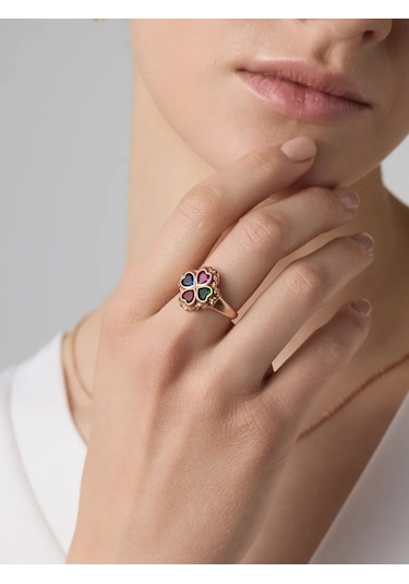 Lepta Gümüş Yüzük Altın Kaplamalı 585 Ayar 432764928 Gri