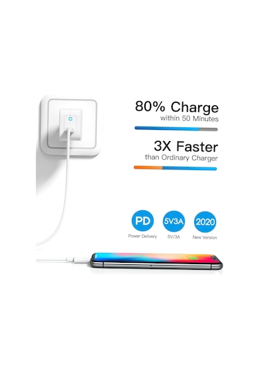 Reedark 20w Hızlı Şarj Cihazı, 12 İçin, Aşırı Akım Ve Kısa Devre Korumalı, Katlanabilir Prong, Beyaz, Euro Standartı