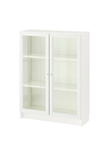 Cam Kapaklı Kitaplık, Beyaz, 80x30x106 Cm Beyaz