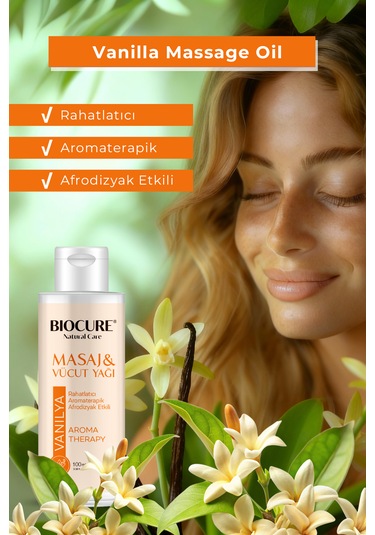 Biocure Vanilya Özlü Masaj ve Vücut Bakım Yağı 100 ML