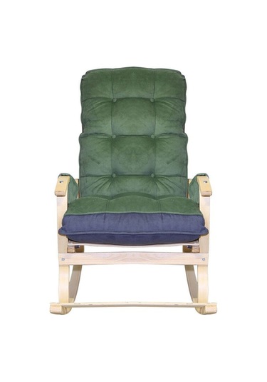 Enda Home Mosso Çift Minderli Ahşap Sallanan Sandalye Tv Baba Koltuğu Dinlenme Koltuğu Yeşil - Füme