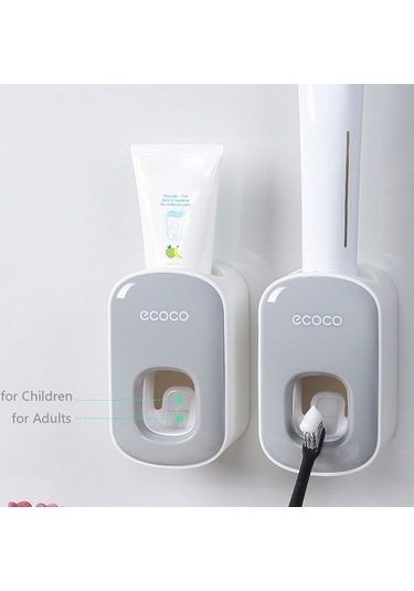 Bosphorusboutique02 Ecoco Duvara Monte Otomatik Diş Macunu Dispenseri Gri, Çocuklar Ve Yetişkinler İçin Otomatik Sıkma Diğer
