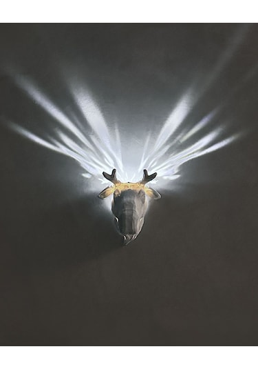 Dekoratif Geyik Gece Lambası Beyaz