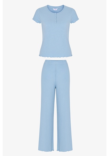 Penti Mavi Ella Solid Pantolon Pijama Takımı