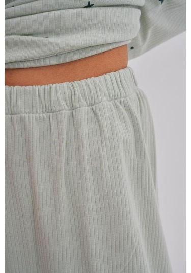 Mecit 6150 Bayan Yeşil Yüzde Yüz Pamuk Büyük Beden Pijama Takımı Yeşil