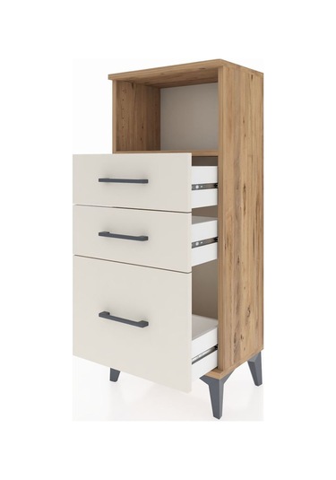 Arges Komodin Tek Raflı 3 Çekmeceli 44x30x106 Çam-aytaşı Çam