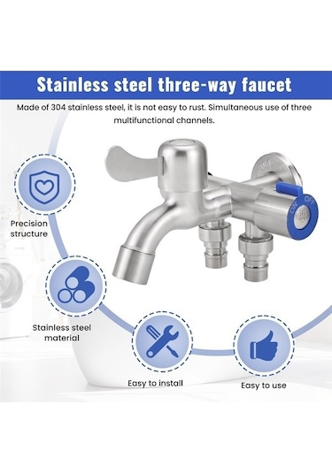 Tongxida Bosphorusboutique Yollu Yollu Vanası Üç Musluk Musluğu Makinesi Lavabo Gümüş Çamaşır Bantlı Açı 2 Ub Renkli Çok Renkli