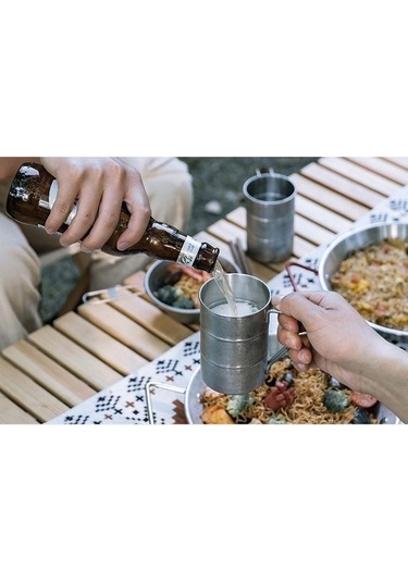 Pazly 350ml Renkli Paslanmaz Çelik Kamp Kupası, Yürüyüş Ve Dağ Çantası İçin Kulplu Çok Renkli