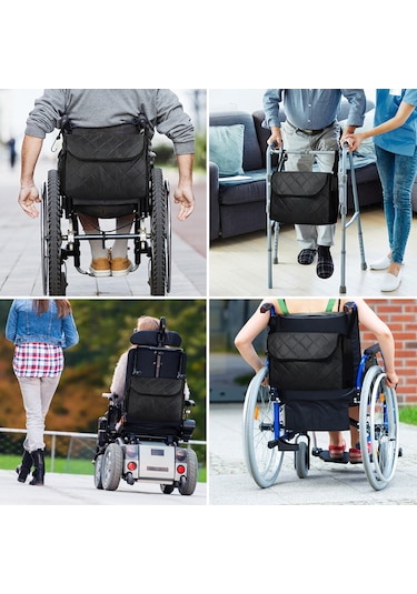 Yaozixa Tekerlekli Sandalye Çantası - Çok Cepli, Ayarlanabilir Kayışlı, Dayanıklı Ve Pratik Siyah Siyah