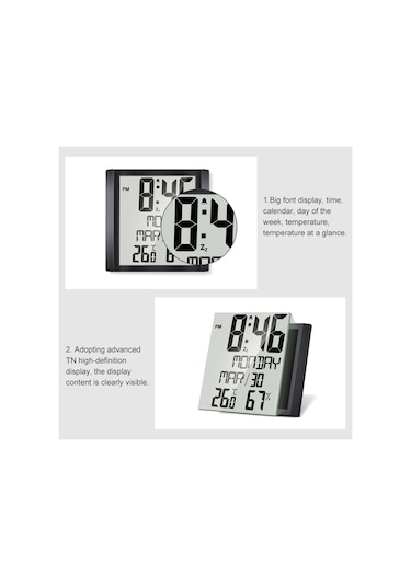 Sones Ts-8608 Çok İşlevli Büyük Ekran Saat Ev Yaratıcı Termometre Higrometre