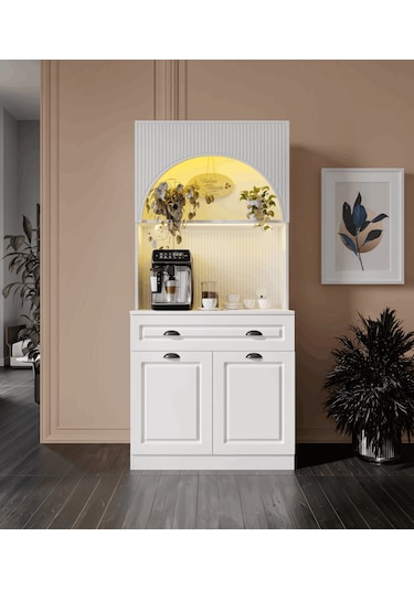 Guneystore Armoni Black Mini Kahve Köşesi Komple Mdf Beyaz