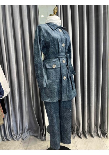 Selinada Taşlı Kot Ceket - Lacivert - 42 Lacivert