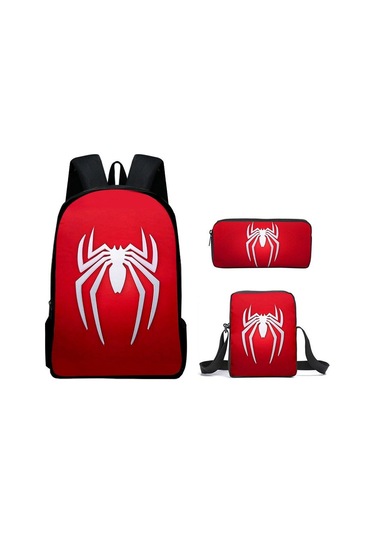 Örümcek Adam Yeni Sırt Çantası Büyük Kapasiteli Öğrenci Kişilik Okul Çantası Üç Parça Seti Stil 7