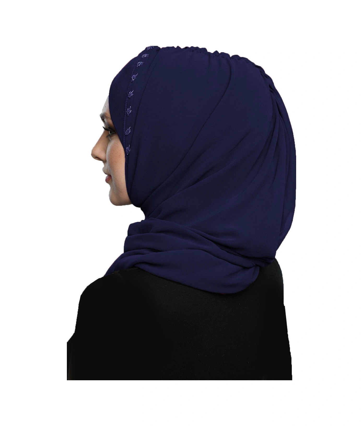 Şallı Takmatik Taşlı Lacivert Hazır Türban Tesettür Bone Namaz Örtüsü Lacivert