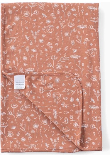 Boumini 85X85 Cm Pamuklu Çift Katlı Bebek Battaniyesi Bahar Çiçekli Kiremit - Kiremit