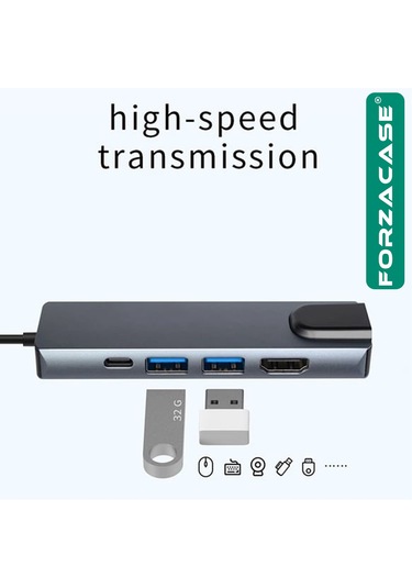 Forzacase FC799 Type-C 5 Port Ethernet USB Hdmı Çevirici Hub
