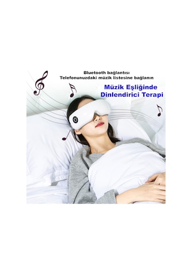 TechTic Bluetooth Müzikli Göz Masaj Aleti Dinlendirici Isı Destek Beyaz