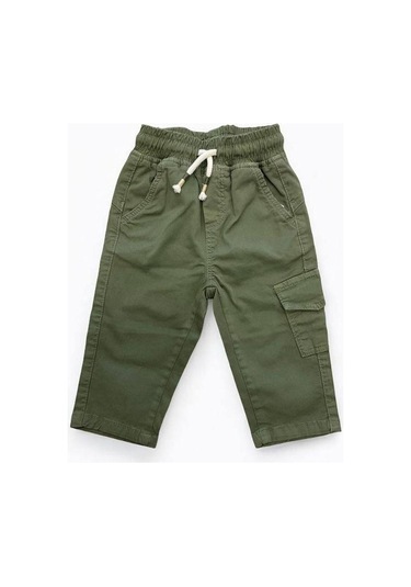 Erkek Bebek Bel Lastikli Dokuma Yeşil Pantolon-15321 Yeşil