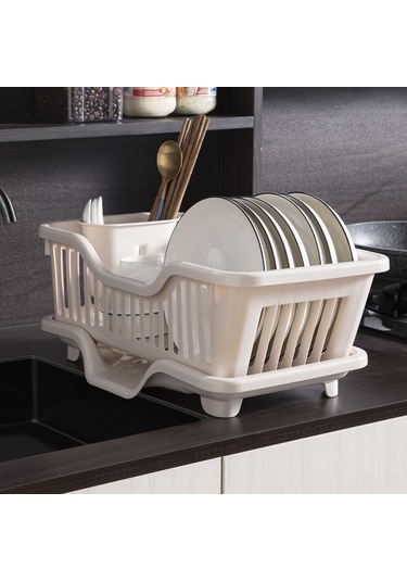 Geeroyoo Ev Kullanıma Tek Katlı Plastik Bulaşık Kurutma Rafı - Japon Tasarım, Orta Açık Süzme Özelliği, Mutfak Dolap Organizatörü Açık Turuncu Diğer