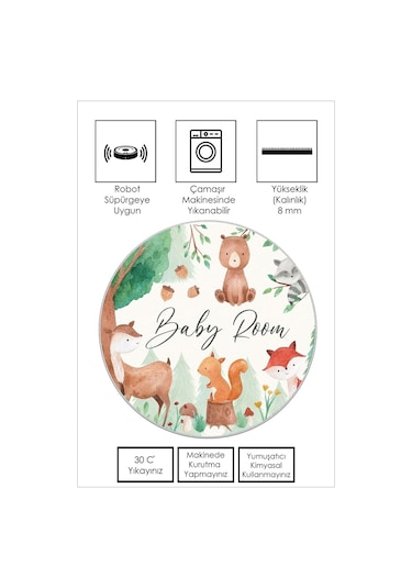 West Home Makinede Yıkanabilir Kaymaz Taban Leke Tutmaz Yuvarlak Çocuk Halısı Oyun Matı Wh 552 Green Yuvarlak Yeşil