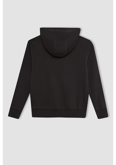 DeFacto Kız Çocuk Antrasit Basic Düz Kapüşonlu Fermuarlı Okul Hırkası C8110A824AUAR227 Antrasit