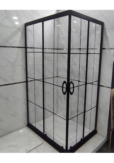 Nokta Duşakabin Teknesiz Dikdörtgen Cam Duşakabin Karolaj Desenli Kd108 Şeffaf