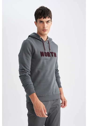 DeFacto Regular Fit Kapüşonlu Baskılı Kalın Sweatshirt L5850AZ24AUGN807