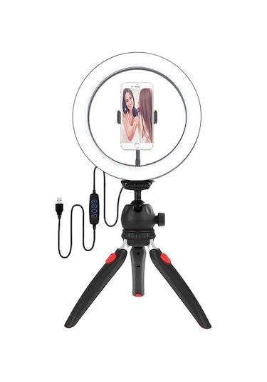 Ensiga Masa Üstü Işık Ring Light 10 Inç Led Mini Masa Tripodlu Video Stüdyo Makyaj Işığı