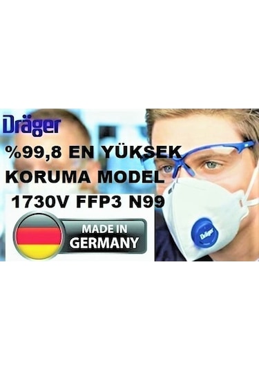 Drager 10Adet 1730V Ffp3 Maske N99 En Yüksek Koruyucu Model