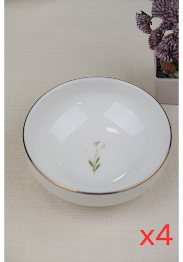 Tabak Evi Porselen Natura Çuha Altın Yaldız Kase 13,50cm 4 Lü Çok Renkli