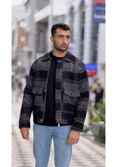 Rocqerx X-2036 Etek Ribanalı Astarlı Ekose Mont Siyah