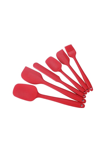 Kırmızı Wıkhostar 6 Parça Silikon Spatula Seti Gıda Sınıfı Yapışmaz Isıya Dayanıklı Spatula Turner Pişirme Pişirme Karıştırma Pişirme Araçları