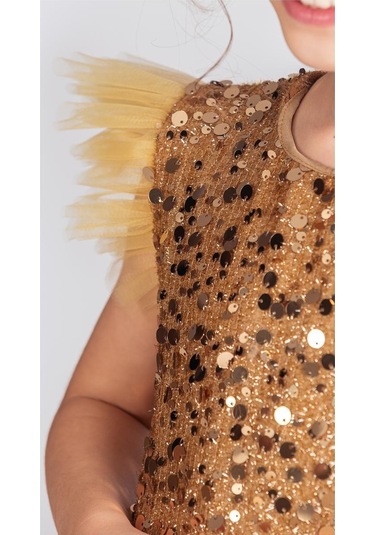 Tüllü Kız Çocuk Kpl Elbise Mnk0526 Sarı